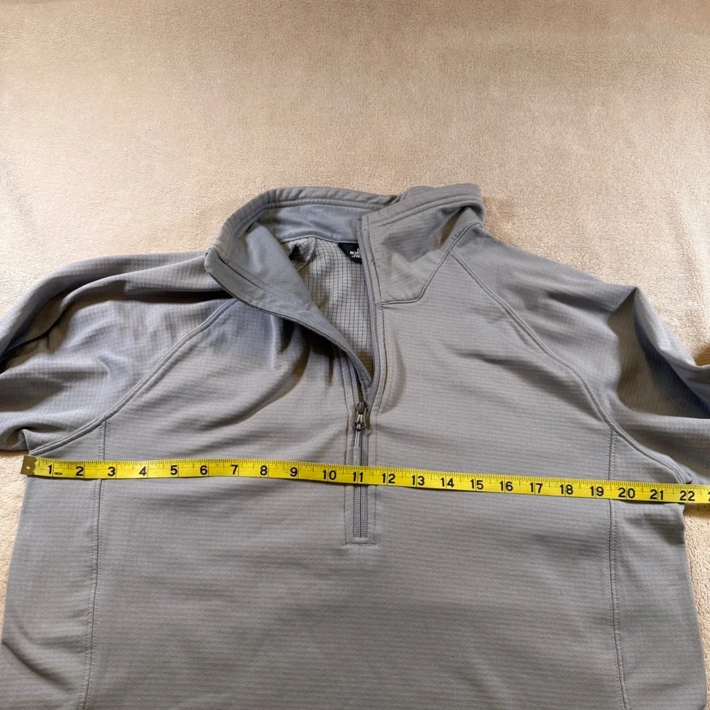 North Face Echo Rock Quarter Zip Grid Fleece Pullover Gray‎ Hiking Jacket Sz L